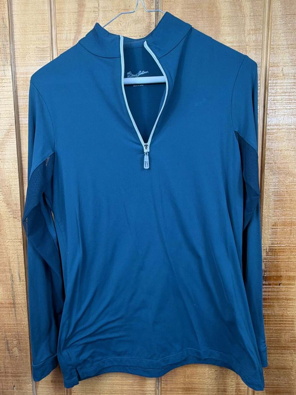 The Tailored Sportsman IceFil Long Sleeve Quarter-Zip Sun Shirt Teal Blue Small